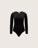 FLAIR BODYSUITS BODY CLAUDIE VELOURS NOIR DECOLLETE MADE IN FRANCE